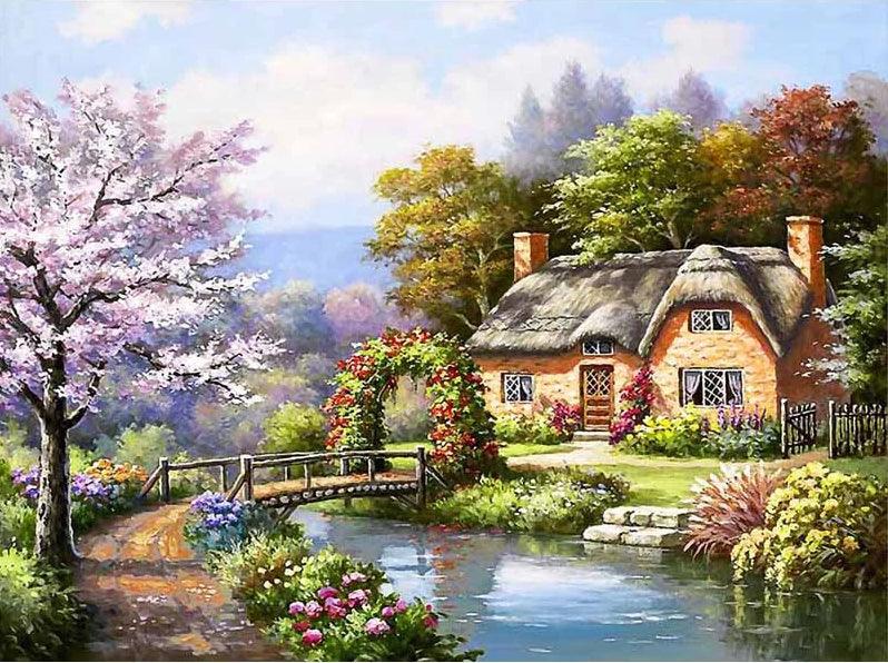 Cottage Lake - Full Drill 5D DIY Diamond Painting Kits - Diamond Art Dezigns