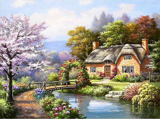 Cottage Lake - Full Drill 5D DIY Diamond Painting Kits - Diamond Art Dezigns