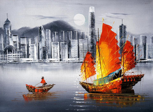 Chinese Sailing Boat - Full Drill 5D DIY Diamond Painting Kits - Diamond Art Dezigns