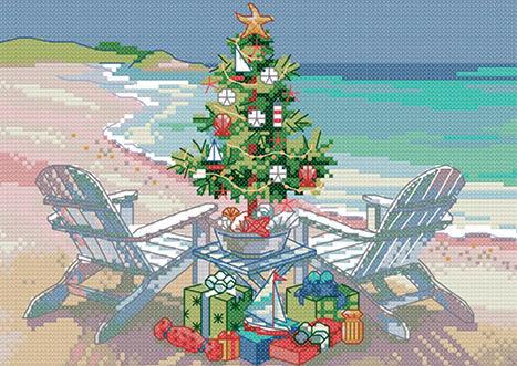 Christmas Beach Stitch Kit - Diamond Art Dezigns