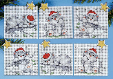 Christmas Cat Ornament Stitch Kits