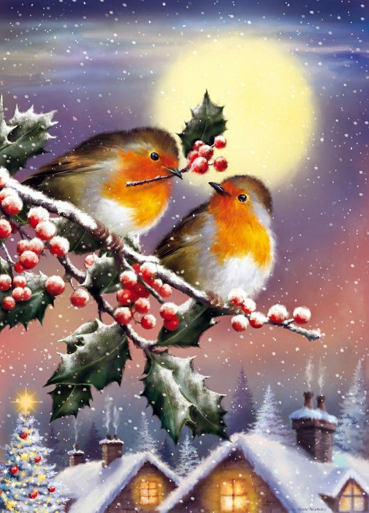 Christmas Robin Mistletoe - Full Drill 5D DIY Diamond Painting Kits (Copy) - Diamond Art Dezigns
