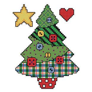 Christmas Tree Button Stitch Kit - Diamond Art Dezigns