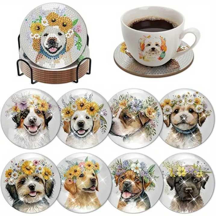 Coasters - Puppy Flowers - Diamond Art Dezigns