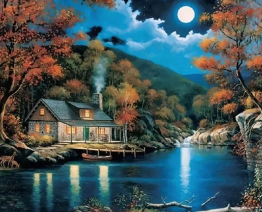 Cottage Moonlight - Full Drill 5D DIY Diamond Painting Kits - Diamond Art Dezigns