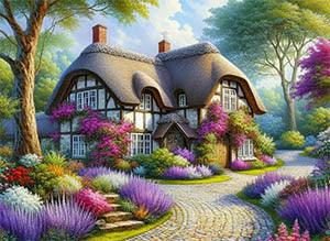 Cottage Purple Garden - Full Drill 5D DIY Diamond Painting Kits - Diamond Art Dezigns