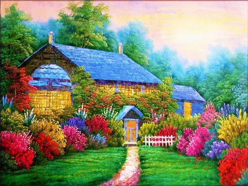 Cottage Spring Garden - Full Drill 5D DIY Diamond Painting Kits - Diamond Art Dezigns