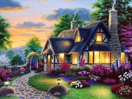 Cottage Sunset - Full Drill 5D DIY Diamond Painting Kits - Diamond Art Dezigns