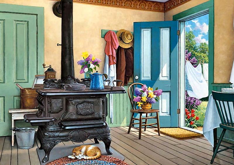 Country Kitchen Stove - Full Drill 5D DIY Diamond Painting Kits - Diamond Art Dezigns