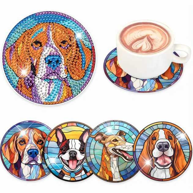 Coasters - Dogs x 4 - Diamond Art Dezigns