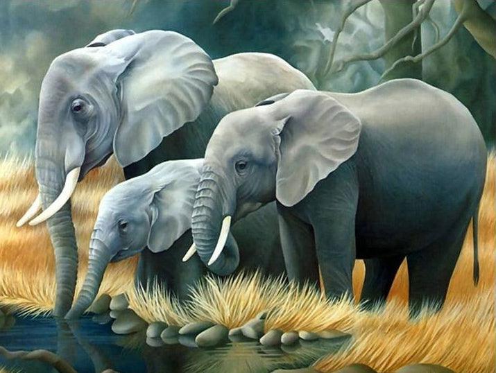 Elephant Family - Full Drill 5D DIY Diamond Painting Kits - Diamond Art Dezigns