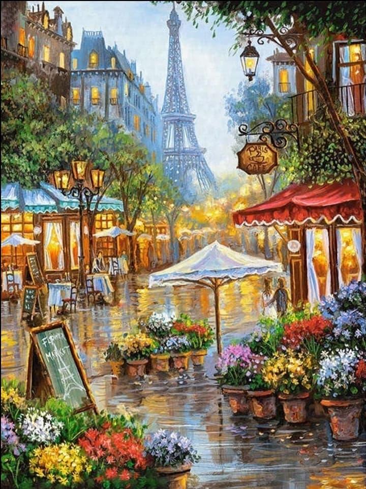 Eiffel Tower Market - Full Drill 5D DIY Diamond Painting Kits - Diamond Art Dezigns