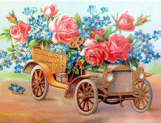Flower Old Car - Diamond Art Dezigns