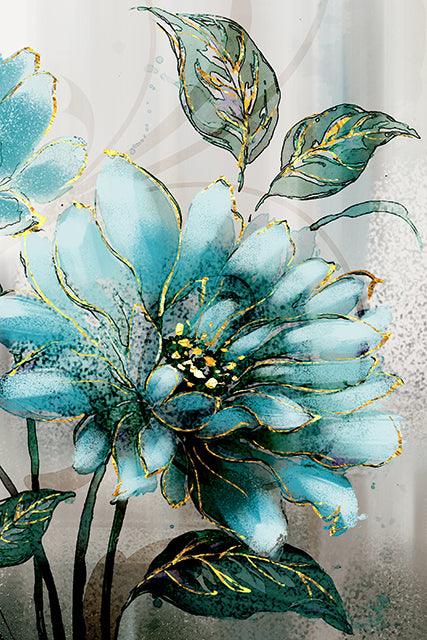 Flowers Teal & Gold - Diamond Art Dezigns
