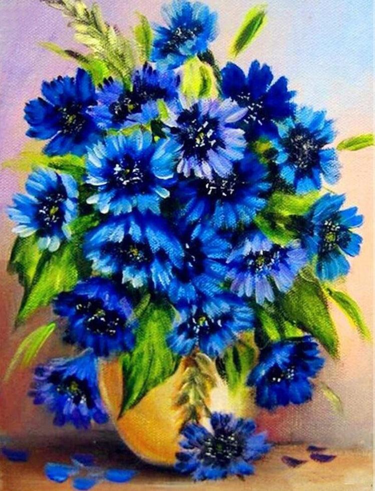 Flowers Bold Blue - Diamond Art Dezigns