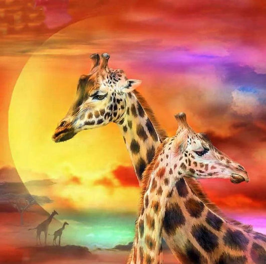 Giraffe Sunset- Full Drill 5D DIY Diamond Painting Kits - Diamond Art Dezigns