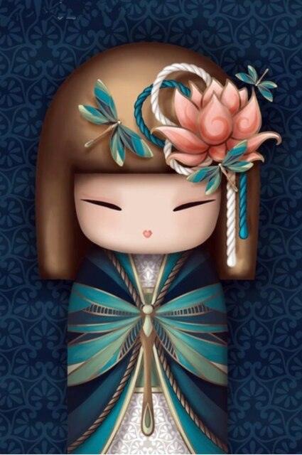 Japanese Doll - Aqua - Diamond Art Dezigns