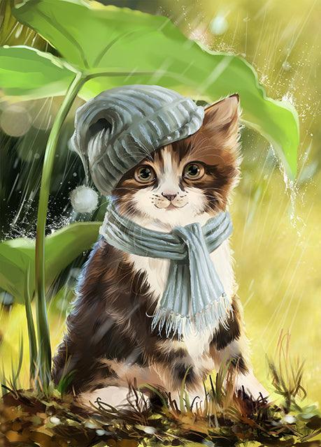 Kitten Rain - Full Drill 5D DIY Diamond Painting Kits - Diamond Art Dezigns