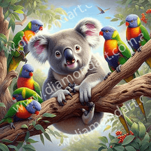 Koala & Lorikeets Friends - Full Drill 5D DIY Diamond Painting Kits - Diamond Art Dezigns