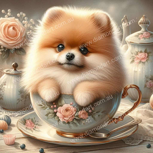 Pomeranian Tea Cup - Diamond Art Dezigns