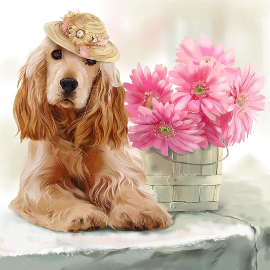 Spaniel Flower - Full Drill 5D DIY Diamond Painting Kits - Diamond Art Dezigns