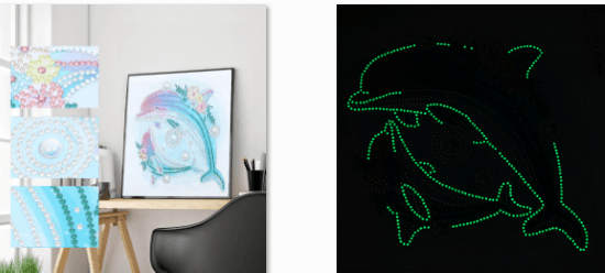 Glow in the Dark - Dolphin Flower - Diamond Art Dezigns
