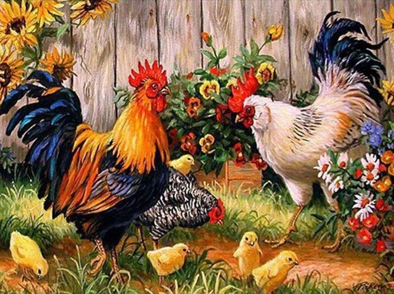 Roosters - Full Drill 5D DIY Diamond Painting Kits - Diamond Art Dezigns