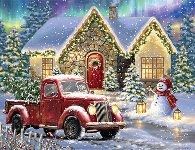 Christmas Snow Truck 50x40