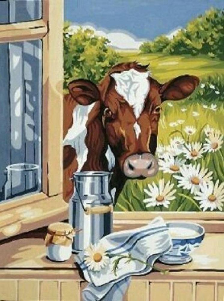 Cow Window - Full Drill 5D DIY Diamond Painting Kits - Diamond Art Dezigns