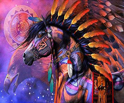 Horse Indian Feather 2 - Full Drill 5D DIY Diamond Painting Kits - Diamond Art Dezigns