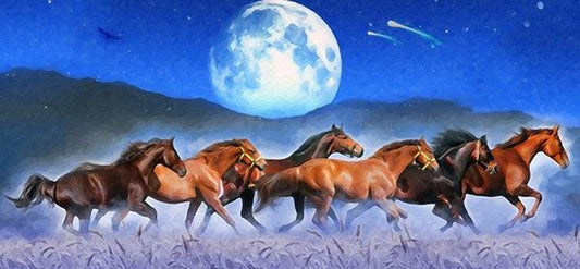 Horses Moon Run - Full Drill 5D DIY Diamond Painting Kits - Diamond Art Dezigns