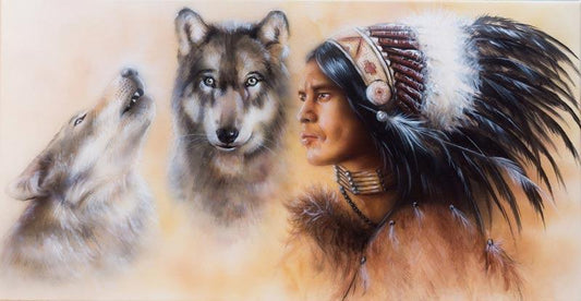 Indian Wolf Face - Diamond Art Dezigns
