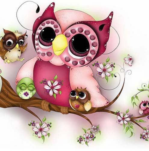 Owl Pink - Full Drill 5D DIY Diamond Painting Kits - Diamond Art Dezigns