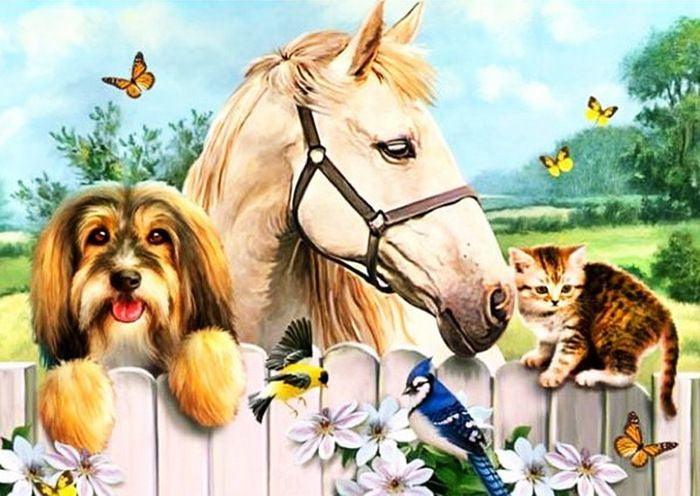 Farm Animal Fence - Full Drill 5D DIY Diamond Painting Kits - Diamond Art Dezigns