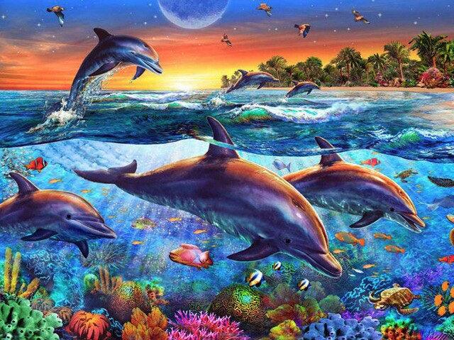 Dolphins Reef - Full Drill 5D DIY Diamond Painting Kits - Diamond Art Dezigns