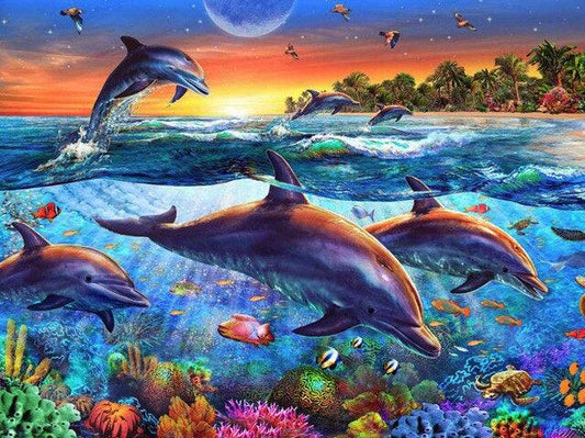 Dolphins Reef - Full Drill 5D DIY Diamond Painting Kits - Diamond Art Dezigns