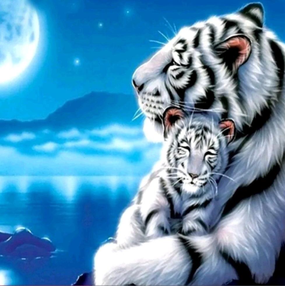 Tigers White - Full Drill 5D DIY Diamond Painting Kits - Diamond Art Dezigns