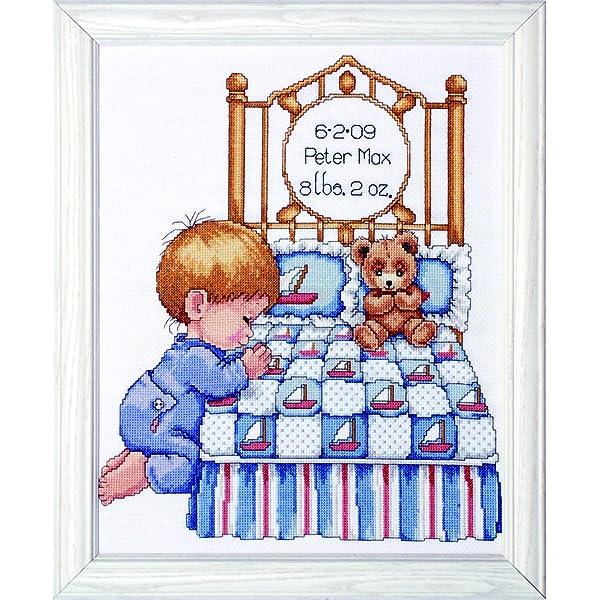 Bedtime Prayer Boy Baby Name Record Stitch Kit - Diamond Art Dezigns