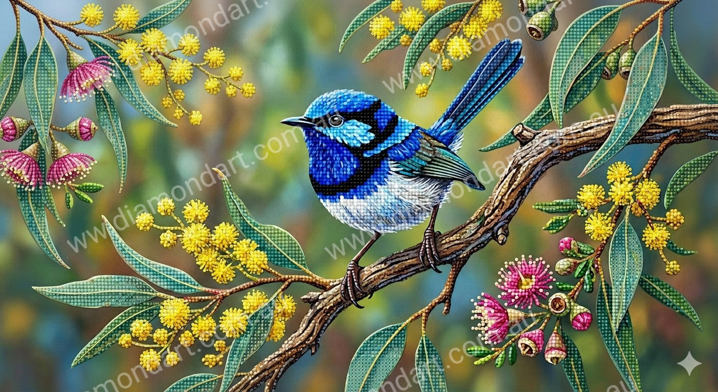 Blue Wren Wattle - 5D Full Drill DIY Diamond Art Painting Diamond Art Painting