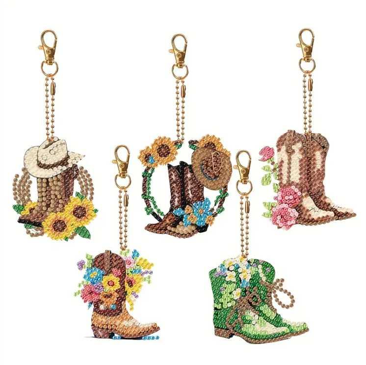 Keyring - Boots & Flowers - Diamond Art Dezigns