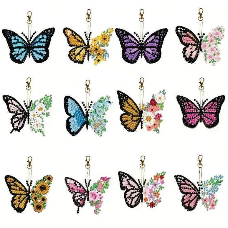 Keyring Butterflies x 12 Diamond Art Dezigns
