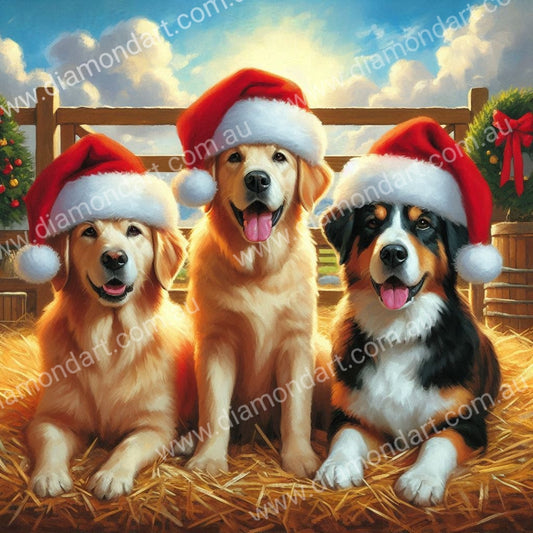 Christmas Farm Dogs 40x40 - SALE!