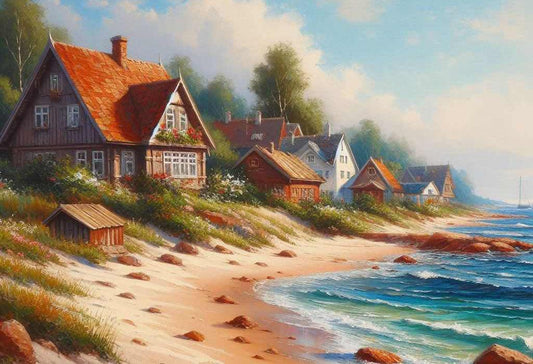 Cottage Sea Coast - Full Drill 5D DIY Diamond Painting Kits