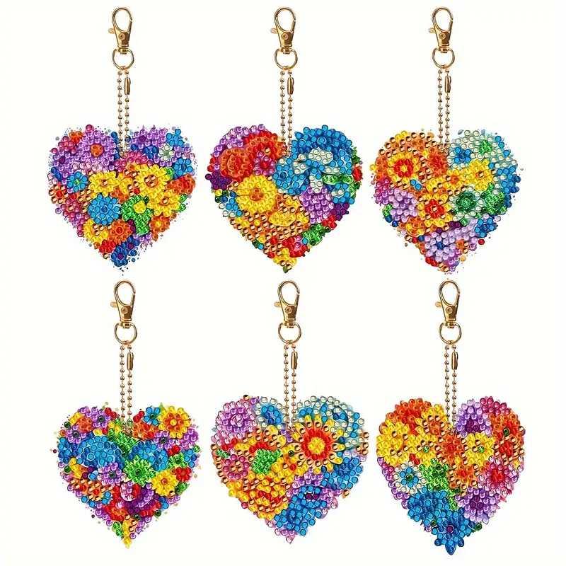 Keyring - Heart Flowers - Diamond Art Dezigns