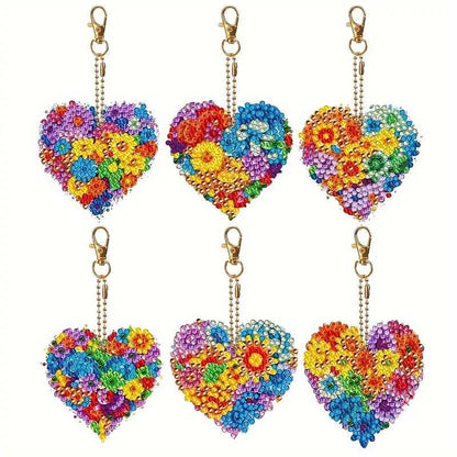 Keyring - Heart Flowers - Diamond Art Dezigns