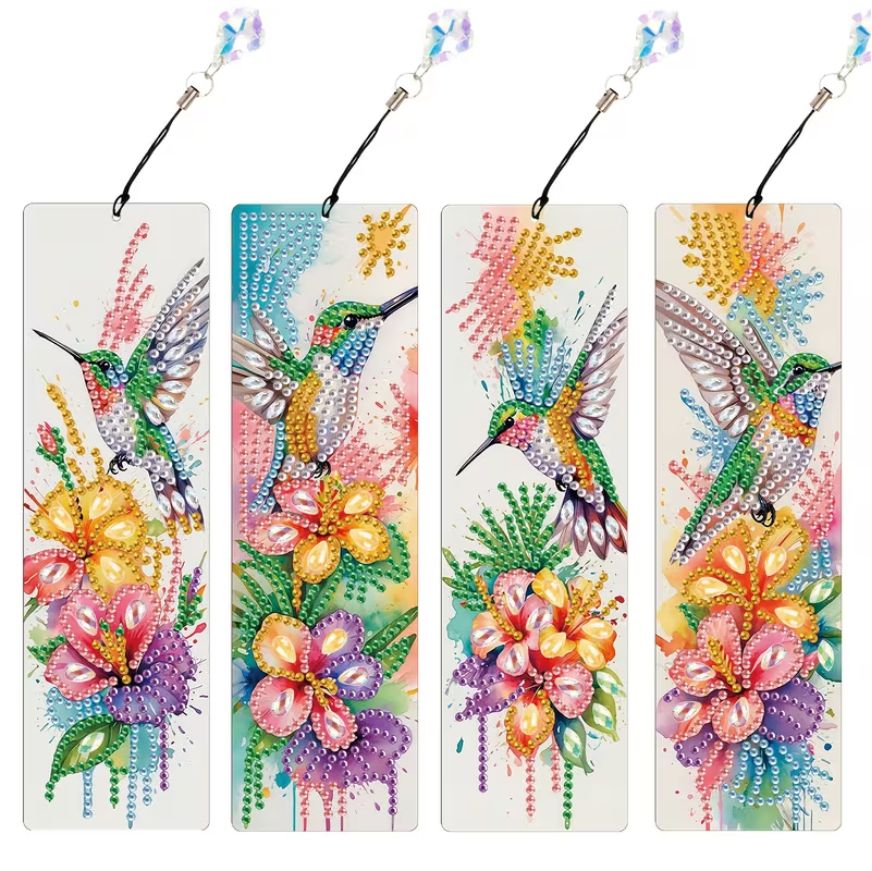 Bookmark Hummingbird Flowers - 5D Full Drill DIY Diamond Art