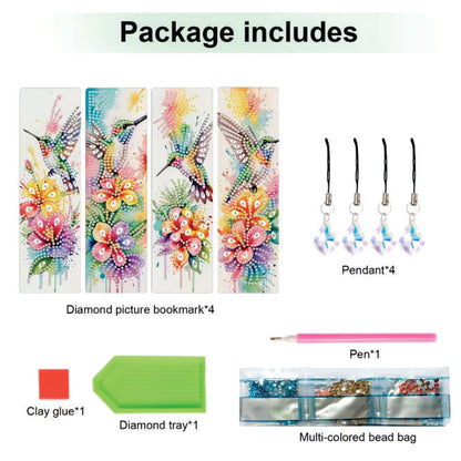 Bookmark Hummingbird Flowers - 5D Full Drill DIY Diamond Art