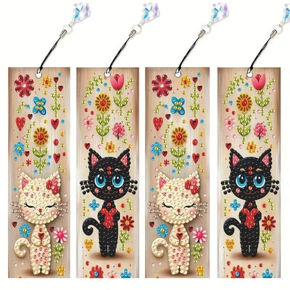 Bookmark Kitten Flower - 5D Full Drill DIY Diamond Art Bookmark