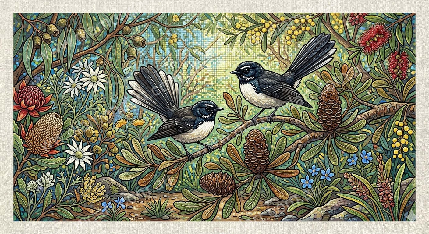 Willy Wagtails Banksia - 5D Full Drill DIY Diamond Art Painting
