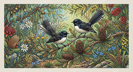 Willy Wagtails Banksia - 5D Full Drill DIY Diamond Art Painting